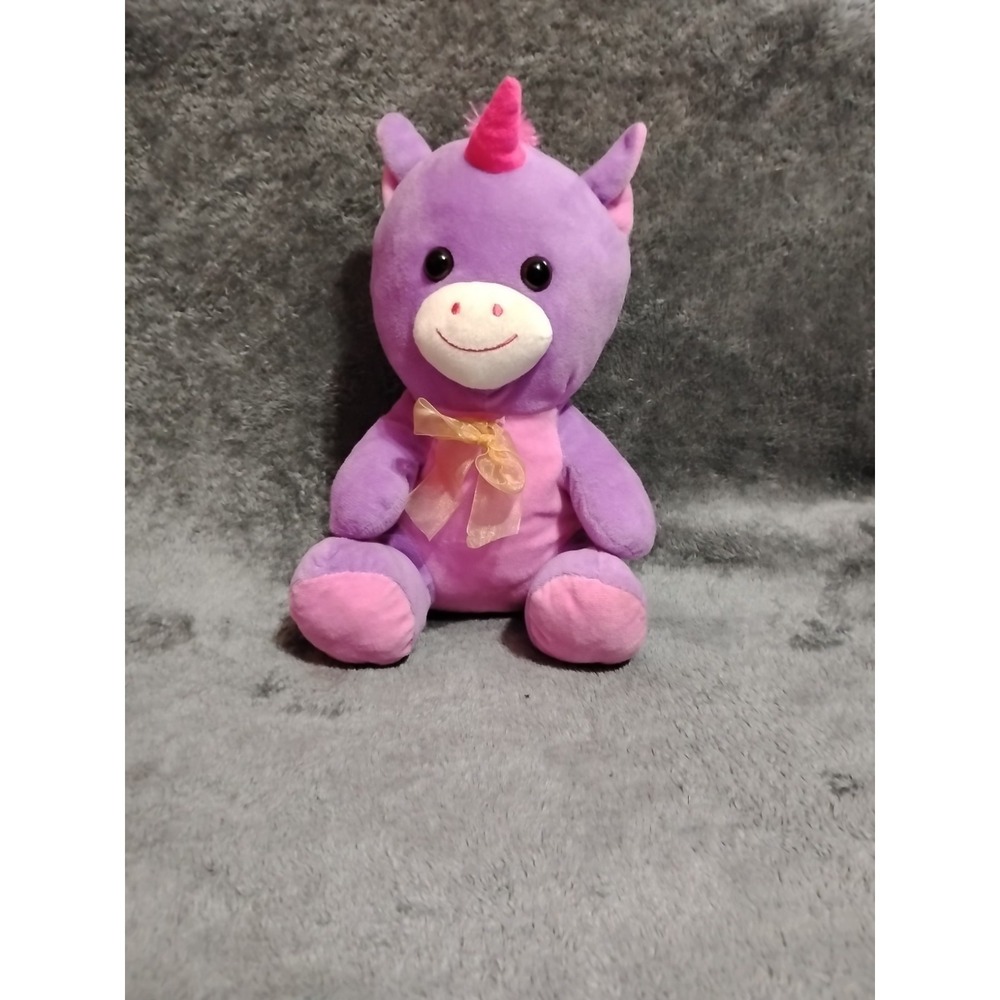 Purple‎ Unicorn W Pink Horn Calplush Plushed Stuffed Animal 14"